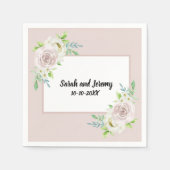 Rosewood Soft Mauve Bloemen Waterverf Roos Bruilof Servet (Voorkant)