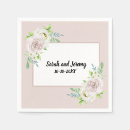 Rosewood Soft Mauve Bloemen Waterverf Roos Bruilof Servet