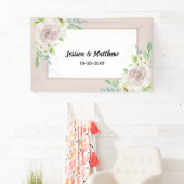 Rosewood Soft Mauve Bloemen Waterverf Roos Bruilof Spandoek (Insitu)