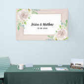 Rosewood Soft Mauve Bloemen Waterverf Roos Bruilof Spandoek (Beurs)