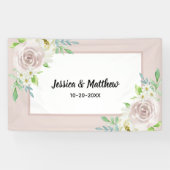 Rosewood Soft Mauve Bloemen Waterverf Roos Bruilof Spandoek (Horizontaal)