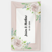 Rosewood Soft Mauve Bloemen Waterverf Roos Bruilof Spandoek (Verticaal)