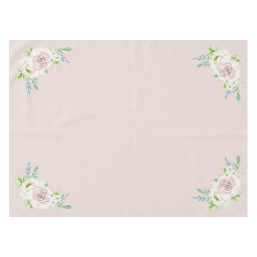 Rosewood Soft Mauve Bloemen Waterverf Roos Bruilof Tafelkleed (Voorkant (Horizontaal))