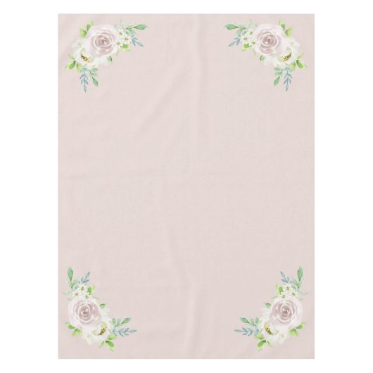 Rosewood Soft Mauve Bloemen Waterverf Roos Bruilof Tafelkleed (Voorkant)