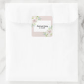 Rosewood Soft Mauve Bloemen Waterverf Roos Bruilof Vierkante Sticker (Tas)