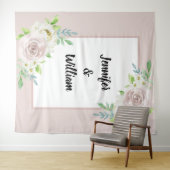 Rosewood Soft Mauve Bloemen Waterverf Roos Bruilof Wandkleed (In Situ (horizontaal))