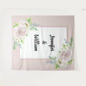 Rosewood Soft Mauve Bloemen Waterverf Roos Bruilof Wandkleed (Voorkant (horizontaal))