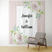 Rosewood Soft Mauve Bloemen Waterverf Roos Bruilof Wandkleed (In situ)