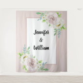 Rosewood Soft Mauve Bloemen Waterverf Roos Bruilof Wandkleed (Voorkant)