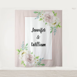 Rosewood Soft Mauve Bloemen Waterverf Roos Bruilof Wandkleed