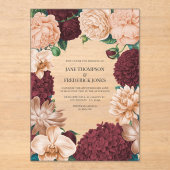 Rosewood, Terracotta Blush & Apricot Silk Wedding Acryl Uitnodigingen (Voorkant)
