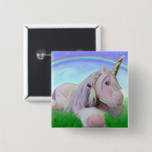Rosey de unicorn vierkante button 5,1 cm (Voorkant /achterkant)