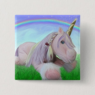 Rosey de unicorn vierkante button 5,1 cm