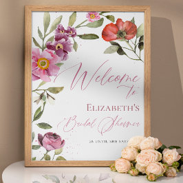 Rosey Floral Spring Vrijgezellenfeest Welkomstbord Poster