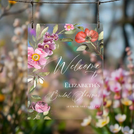 Rosey Floral Vrijgezellenfeest Welkom Acryl Teken Acryl Bord