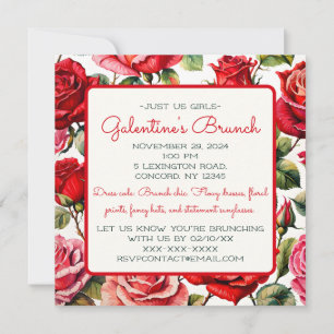 Rosey Galentine's Day Dames Brunch Kaart