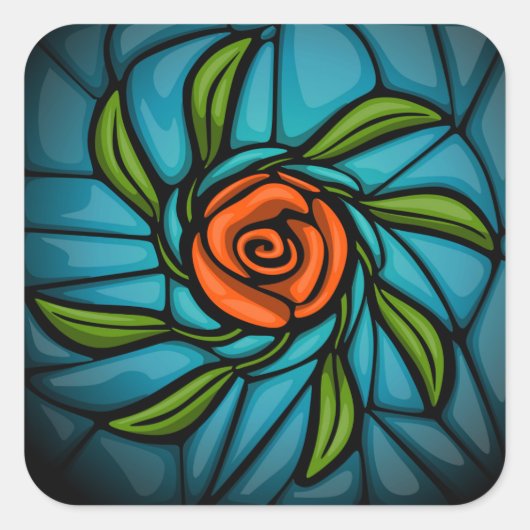 Rosey Mosaic Square Sticker (Voorkant)