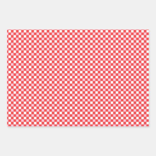Rosey Red, White, roze Romantic Geometric Inpakpapier Vel (Voorkant 2)