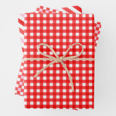 Rosey Red, White, roze Romantic Geometric Inpakpapier Vel (In situ)