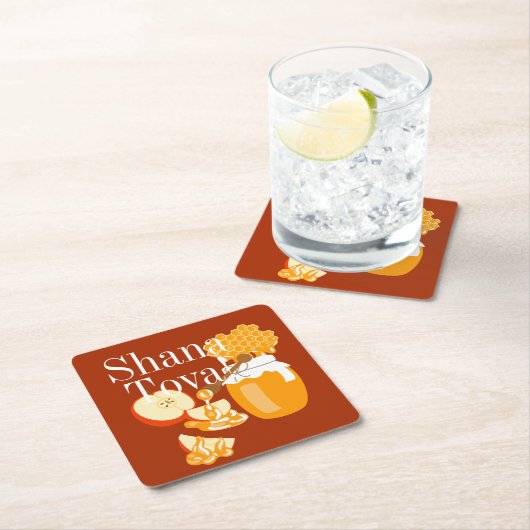 Rosh Hashana Apples and Honey Kartonnen Onderzetters (Insitu)