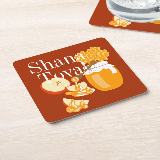 Rosh Hashana Apples and Honey Kartonnen Onderzetters (Schuin)