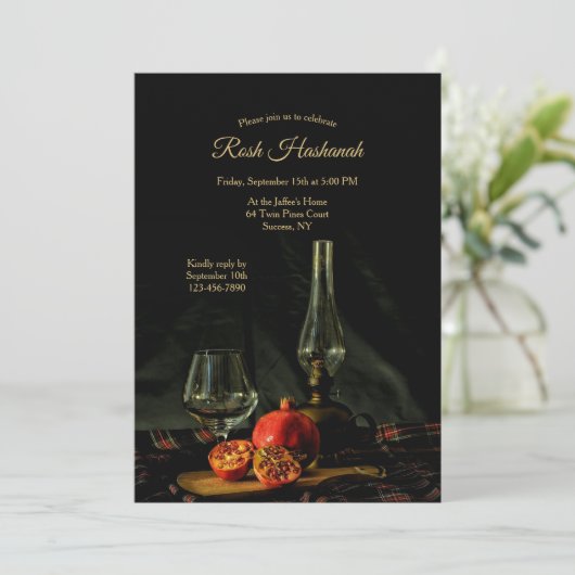 Rosh Hashana Granaatappel Uitnodiging (Staand voorkant)