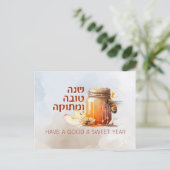 Rosh Hashana Hebreeuws Honing Appel Shana Tova Briefkaart (Staand voorkant)