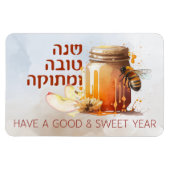 Rosh Hashana Hebreeuws Honing Appel Shana Tova Magneet (Horizontaal)