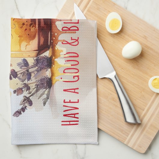 Rosh Hashana Jiddisch Groeten Honing Appel Theedoek (Quarter Fold)