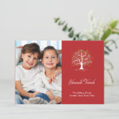 Rosh Hashana kaart met foto en hoopvolle boom (Staand voorkant)