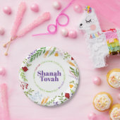 Rosh Hashana Kleurrijke Bloemenkrans Bord (Feest)