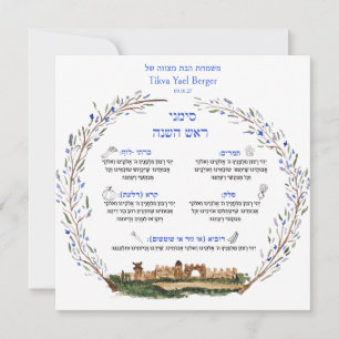 Rosh Hashana Simanim Joodse zegen Nieuwjaar Kaart