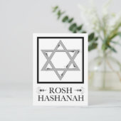 rosh hashana ster van david elegant bloeit briefkaart (Staand voorkant)
