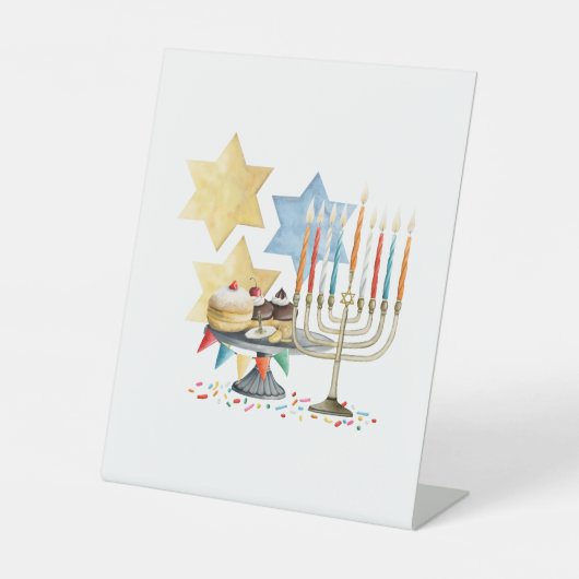 Rosh hashana tafel teken reclamebord met voetstuk (Voorkant)