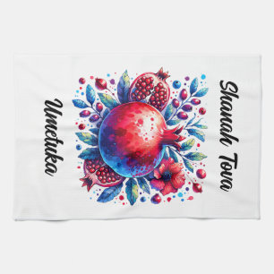 Rosh Hashana Water kleur Granaatappel Theedoek