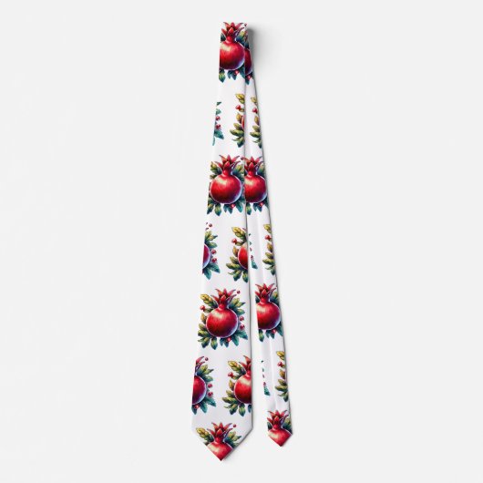 Rosh Hashana Waterkleur Rood Granaatappel Stropdas (Voorkant)