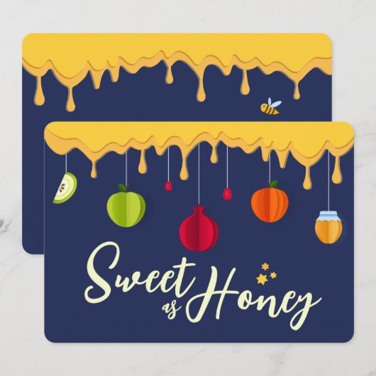 Rosh Hashana Zoet als Honing Script Joods Nieuwjaa Feestdagenkaart (Voorkant / Achterkant)