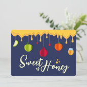 Rosh Hashana Zoet als Honing Script Joods Nieuwjaa Feestdagenkaart (Staand voorkant)