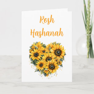 Rosh Hashana Zonnebloem Hart Feestdagen Kaart