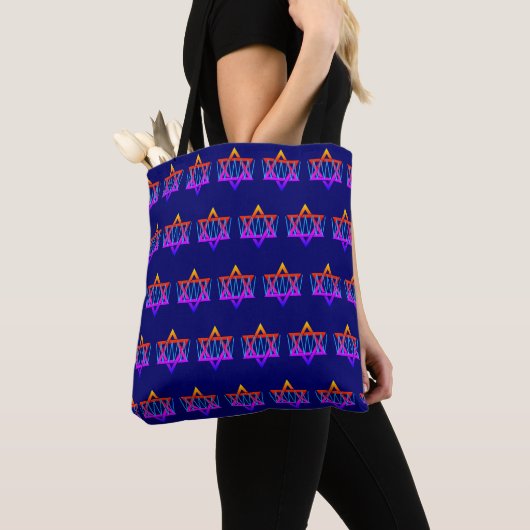 Rosh Hashanah Aangepaste Joodse Davidster Monogram Tote Bag (Dichtbij)