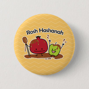 Rosh Hashanah appel granaatappel honing Joods nieu Ronde Button 5,7 Cm