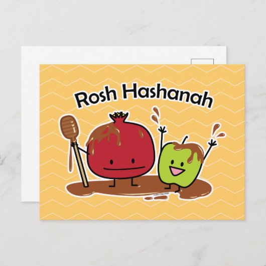 Rosh Hashanah appel pomegranaat honing Joods jaar Briefkaart (Voorkant / Achterkant)