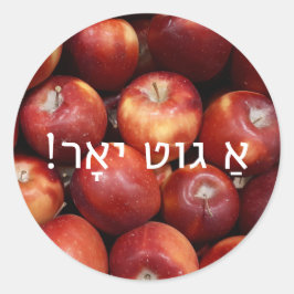 Rosh Hashanah Appel Stickers met Jiddische begroet
