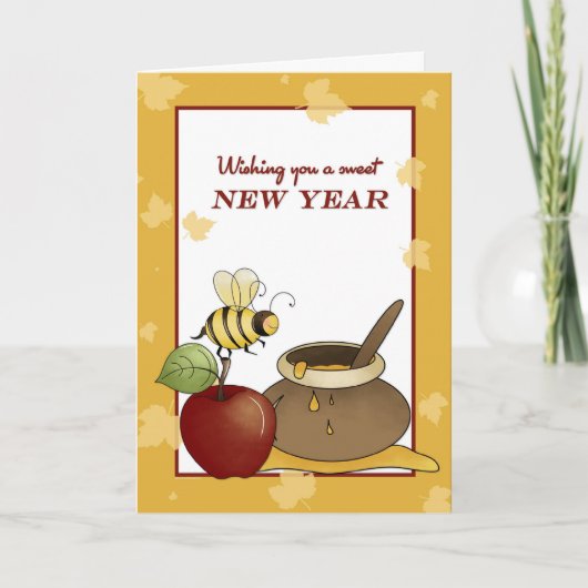 Rosh Hashanah Apple, bijen en honing Feestdagen Kaart (Voorkant)