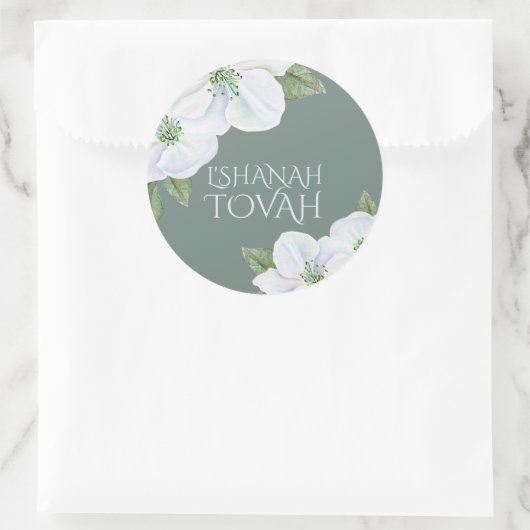 Rosh Hashanah Apple Blossom L'shanah Tovah Ronde Sticker (Tas)