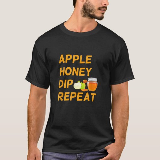 Rosh Hashanah Apple Honey Dip Herhaal Joods Nieuw  T-shirt (Voorkant)