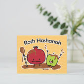 Rosh Hashanah apple pomegranate honey Jewish new Briefkaart (Staand voorkant)
