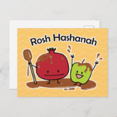 Rosh Hashanah apple pomegranate honey Jewish new Briefkaart (Voorkant / Achterkant)