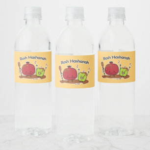 Rosh Hashanah apple pomegranate honey Jewish new Waterfles Etiket