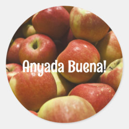 Rosh Hashanah Apple Stickers met Ladino Groet